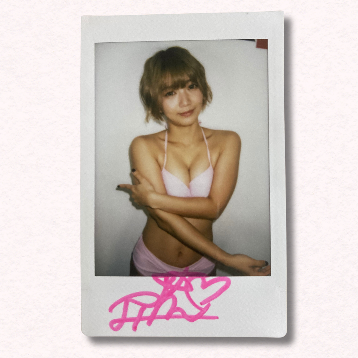 Riko Hoshino Cheki Instax Polaroid Photo Autographed Signed Authentic Japan