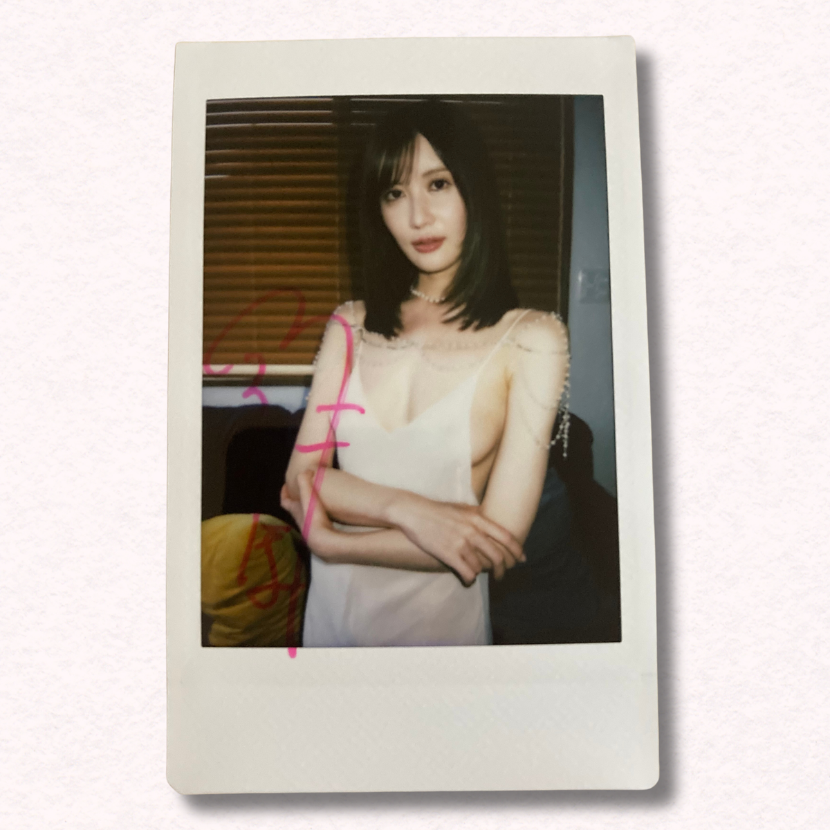 Riho Fujimori Cheki Instax Polaroid Photo Autographed Signed Authentic Japan