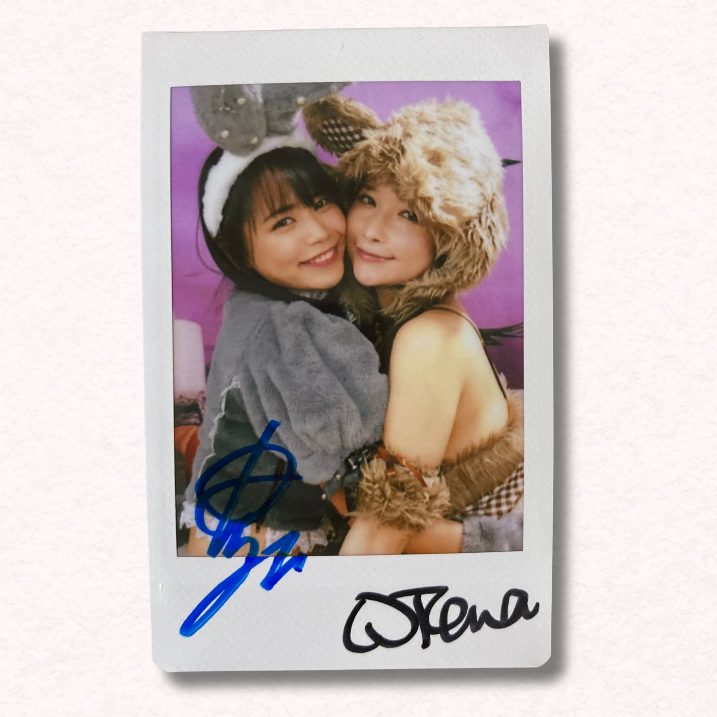 Rena Momozono / Yu Tano Cheki Instax Polaroid Photo Autographed Signed Authentic Japan
