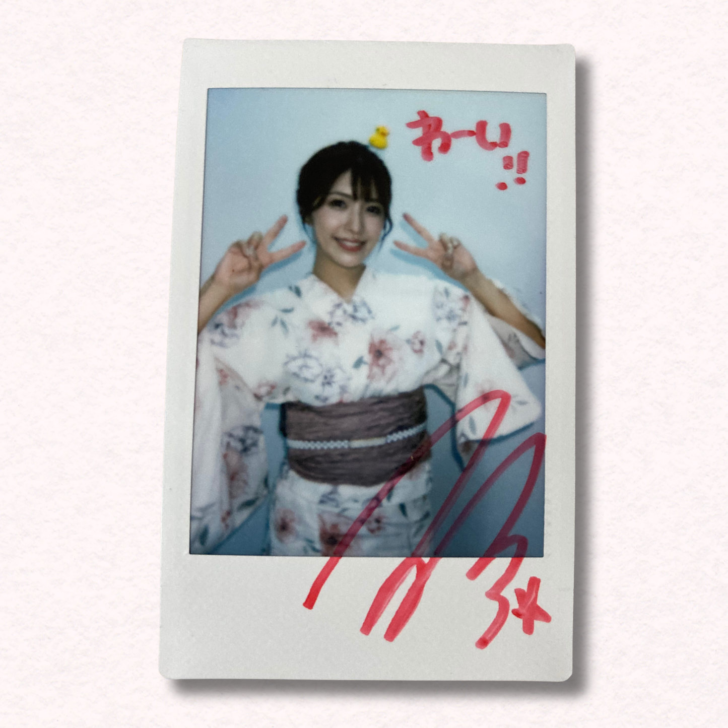 Mai Tsubasa Cheki Instax Polaroid Photo Autographed Signed Authentic Japan