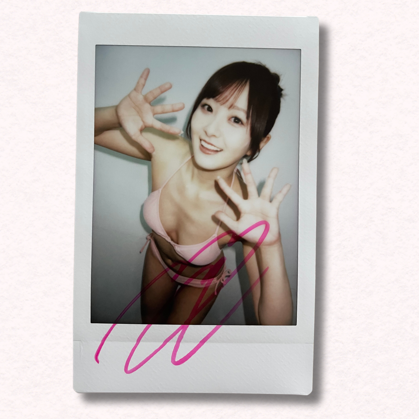 Hikari Aozora Cheki Instax Polaroid Photo Autographed Signed Authentic Japan