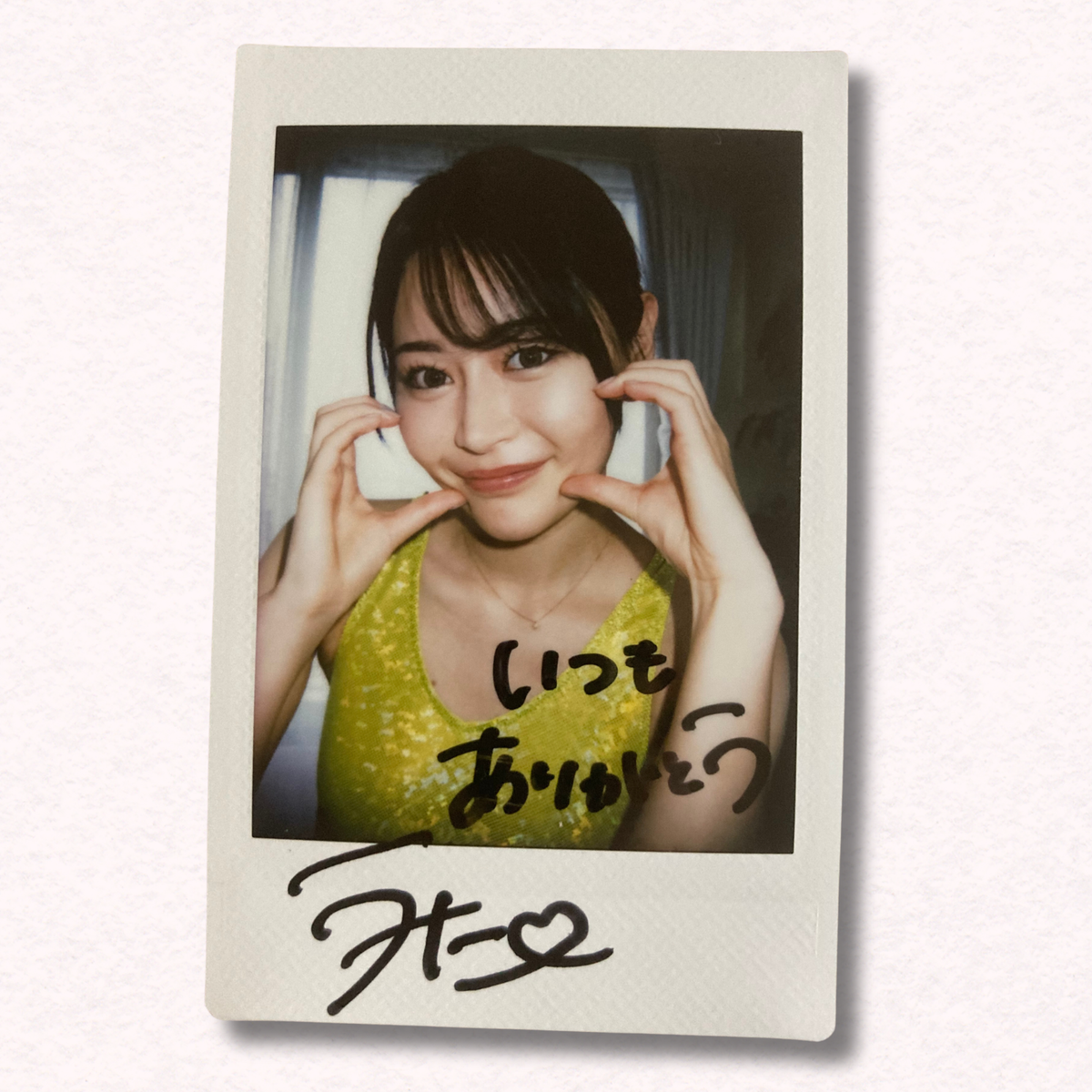 Uta Hibino Cheki Instax Polaroid Photo Autographed Signed Authentic Japan