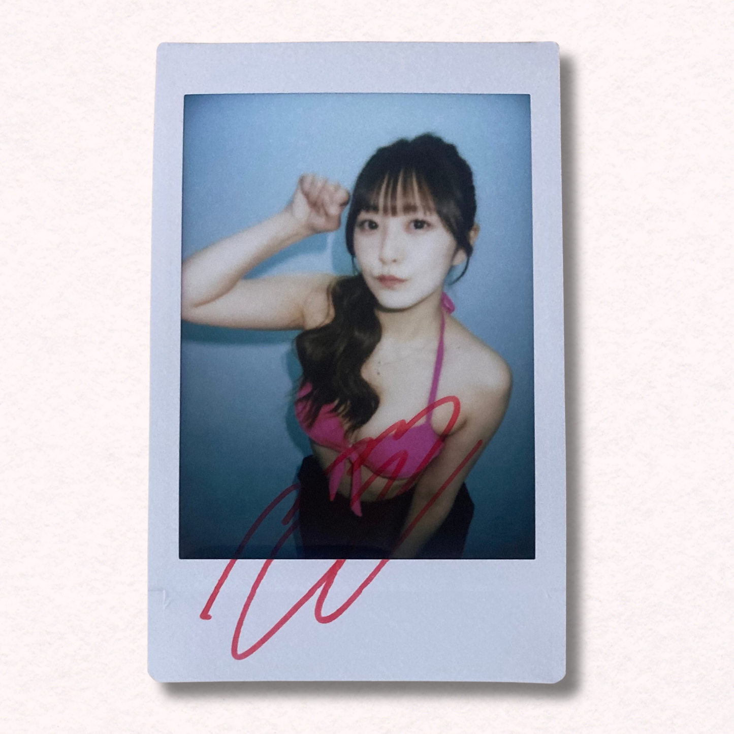 Hikari Aozora Cheki Instax Polaroid Photo Autographed Signed Authentic Japan