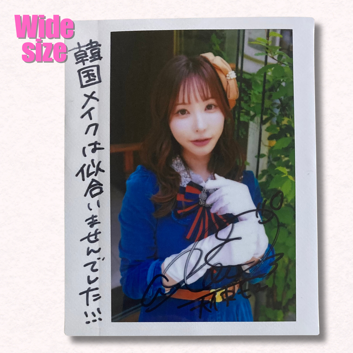 Moe Amatsuka Wide Cheki Instax Polaroid Photo Autographed Signed Authentic Japan