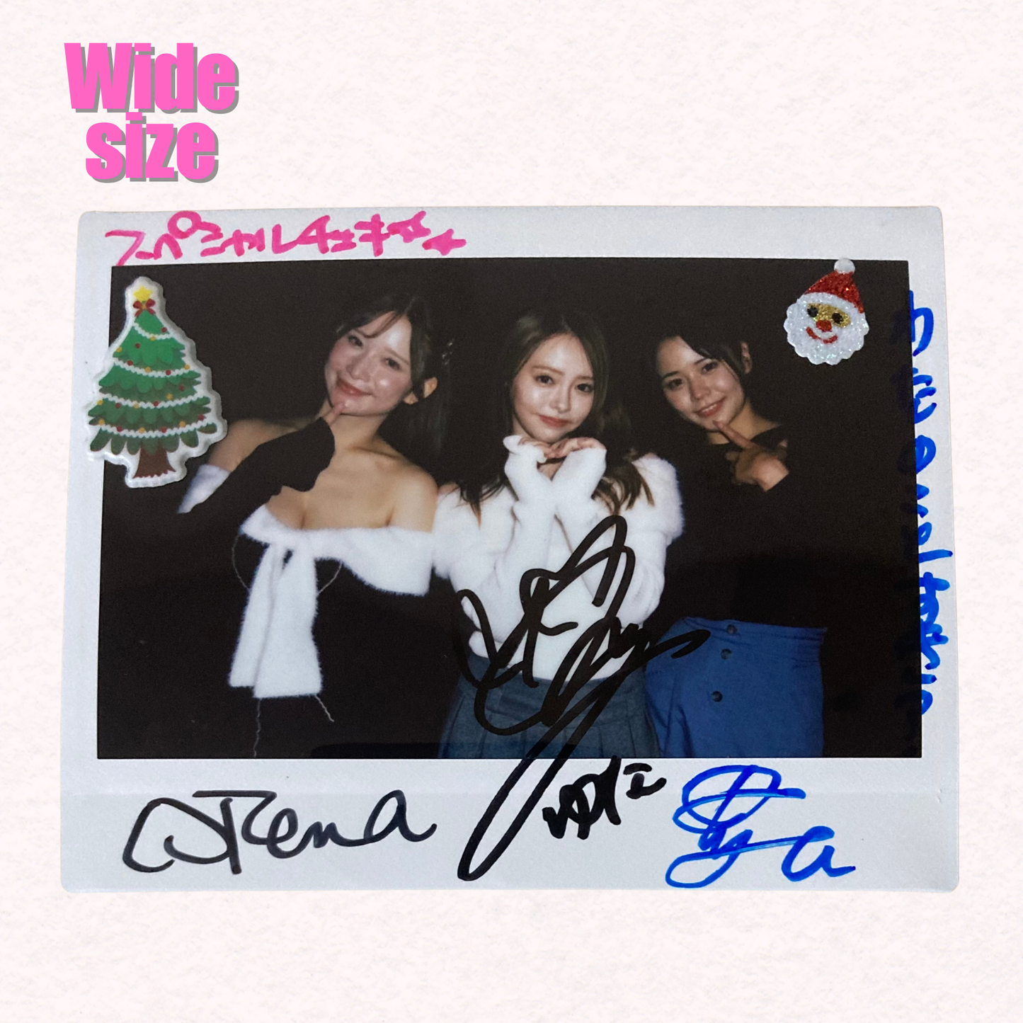 Yu Tano Rena Momozono Yuna Ogura Wide Cheki Instax Polaroid Photo Autographed Signed Authentic Japan