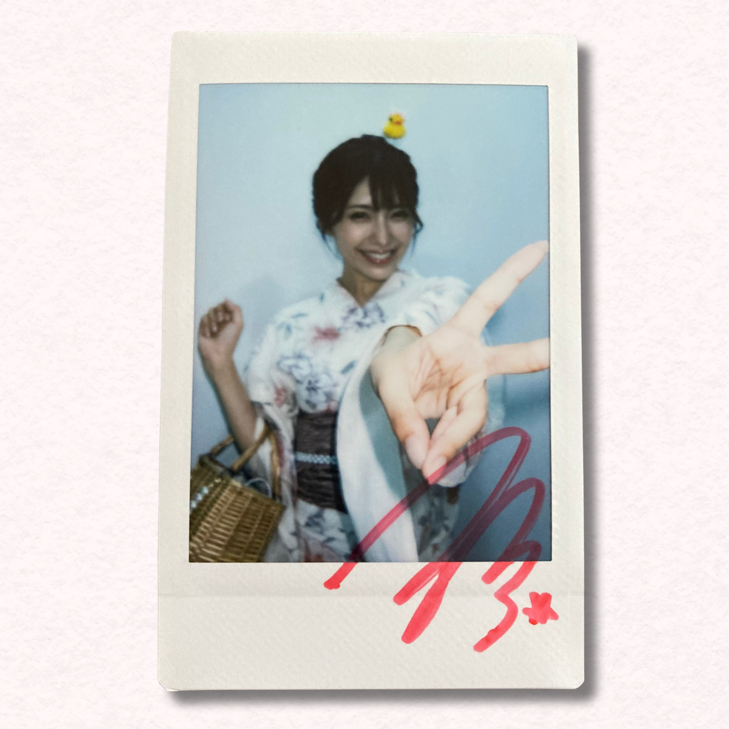 Mai Tsubasa Cheki Instax Polaroid Photo Autographed Signed Authentic Japan